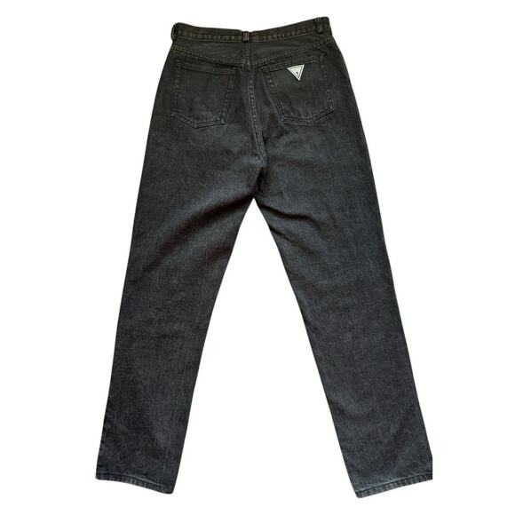 Vintage Guess 32x34 Georges Marciano Jeans Black Denim Leather Trim Yoke - Picture 1 of 11